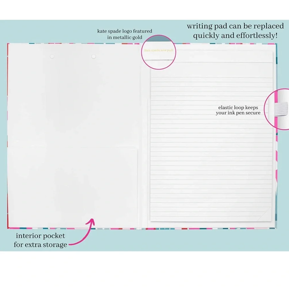 NWT Kate Spade Layered Logo Clipboard Folio with Low Profile Clip & Pen Loop